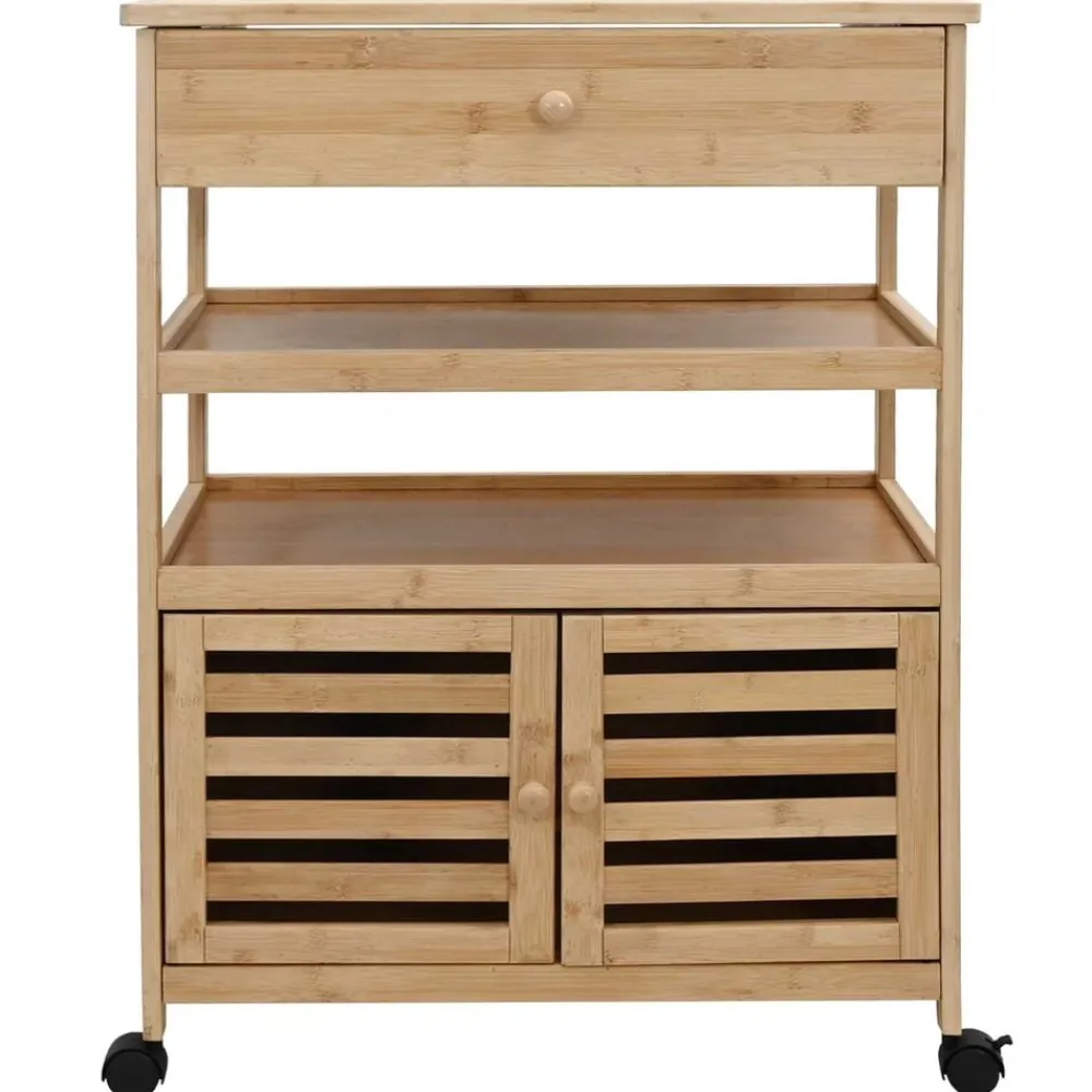 vidaXL Carros E Islas-Carrito de cocina con ruedas Natural 59,5 x 36 x 82 cm Bambú