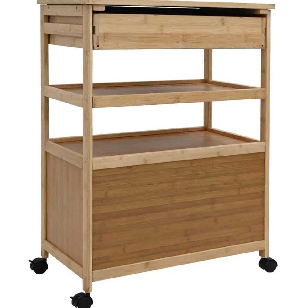 vidaXL Carros E Islas-Carrito de cocina con ruedas Natural 59,5 x 36 x 82 cm Bambú