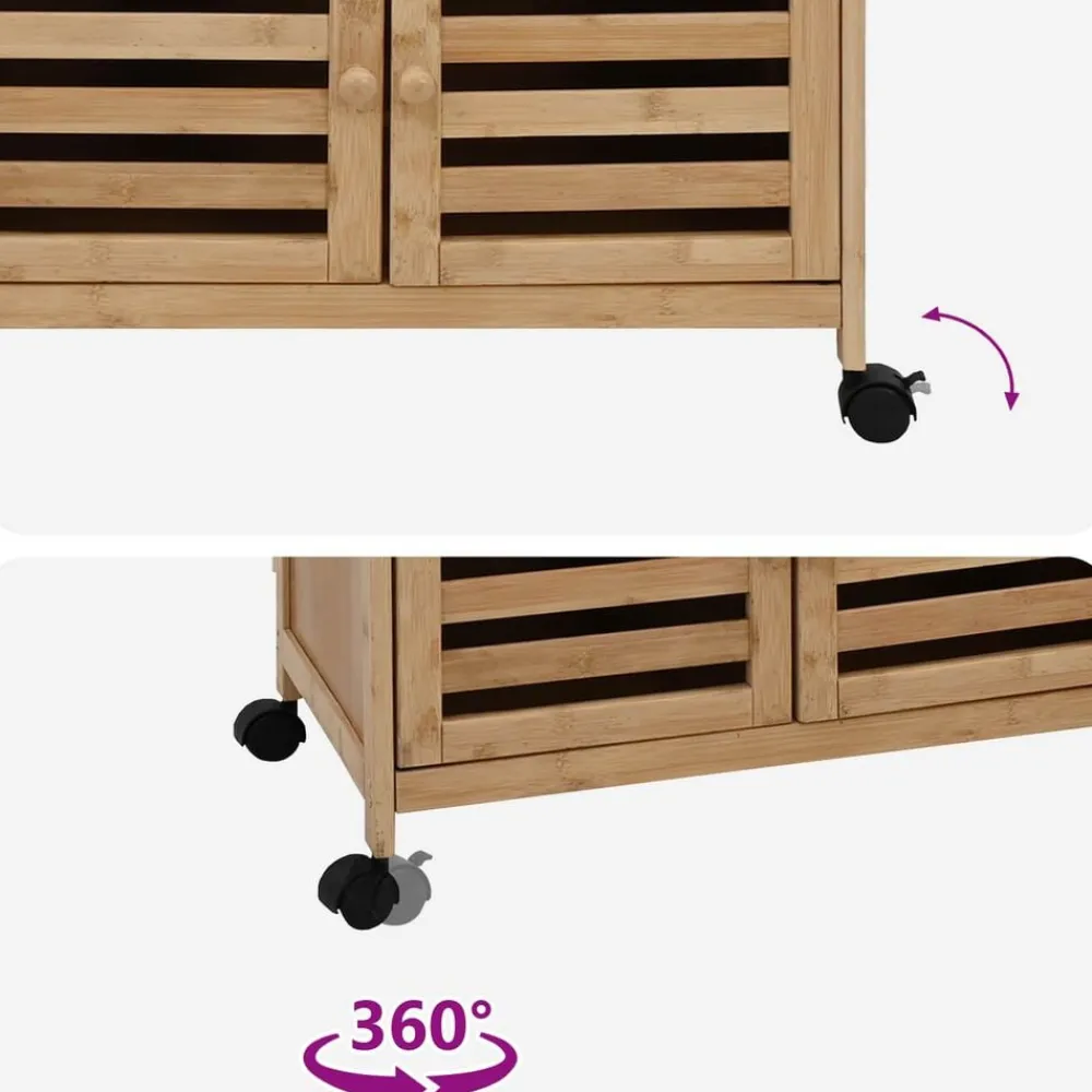 vidaXL Carros E Islas-Carrito de cocina con ruedas Natural 59,5 x 36 x 82 cm Bambú