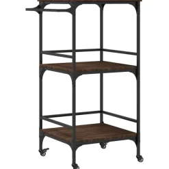 vidaXL Carrito de cocina madera ingeniería roble marrón 60,5x50x105cm Marrón roble New
