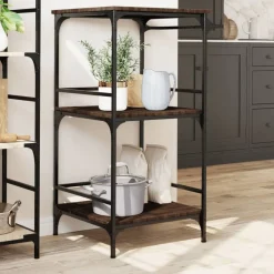 vidaXL Carrito de cocina madera ingeniería roble marrón 60,5x50x105cm Marrón roble New