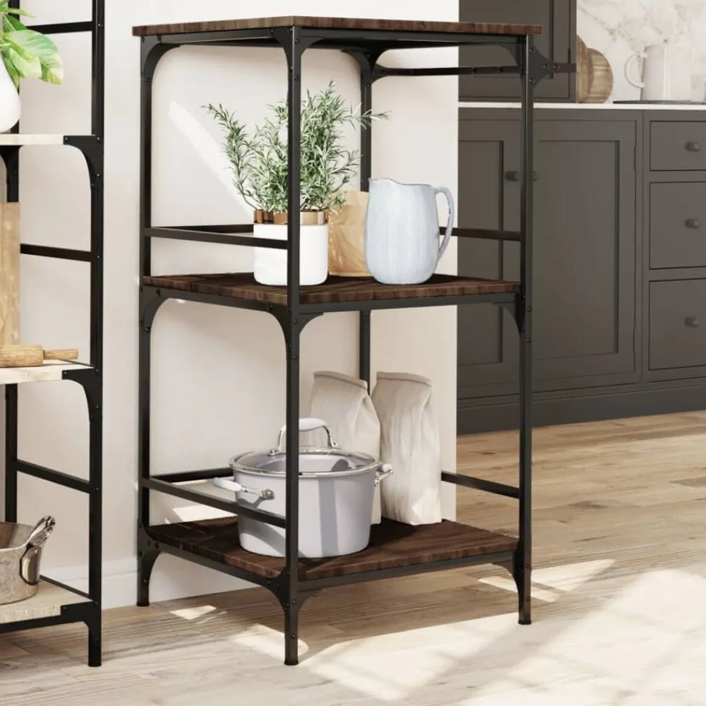vidaXL Carrito de cocina madera ingeniería roble marrón 60,5x50x105cm Marrón roble New