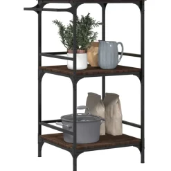 vidaXL Carrito de cocina madera ingeniería roble marrón 60,5x50x105cm Marrón roble New