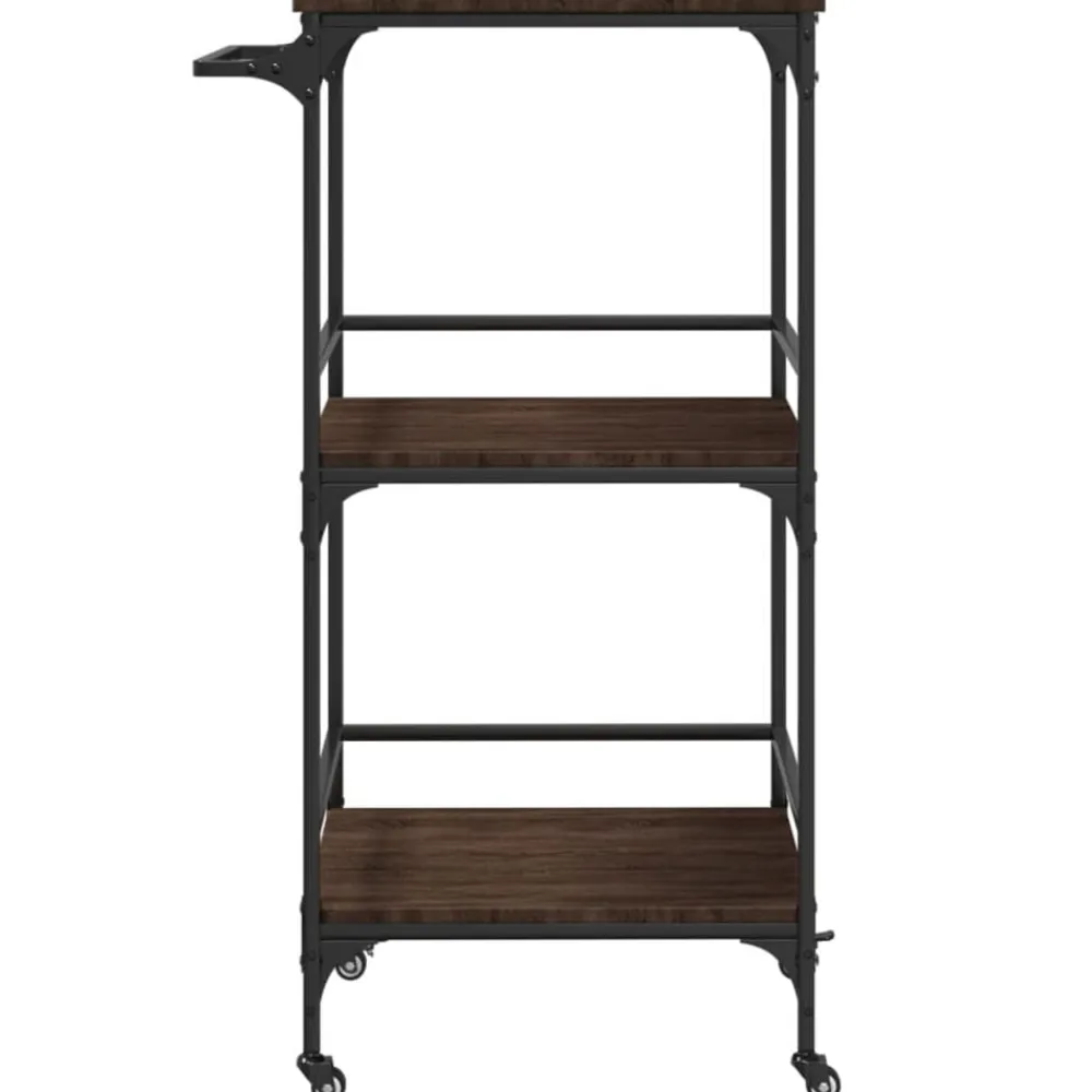 vidaXL Carrito de cocina madera ingeniería roble marrón 60,5x50x105cm Marrón roble New