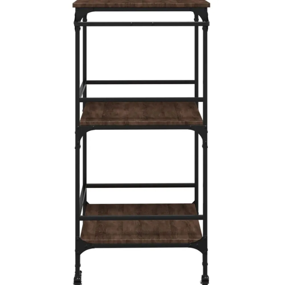 vidaXL Carrito de cocina madera ingeniería roble marrón 60,5x50x105cm Marrón roble New