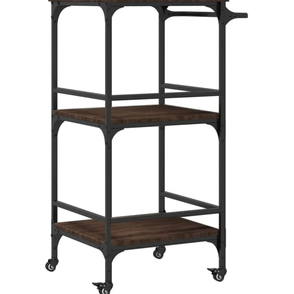 vidaXL Carrito de cocina madera ingeniería roble marrón 60,5x50x105cm Marrón roble New