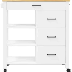 vidaXL Carrito de cocina MONZA madera maciza de pino 84x40x88,5 cm Blanco Outlet