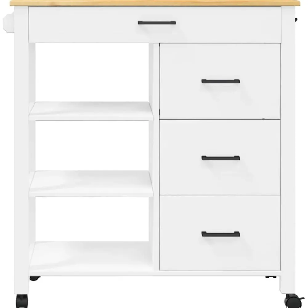 vidaXL Carrito de cocina MONZA madera maciza de pino 84x40x88,5 cm Blanco Outlet