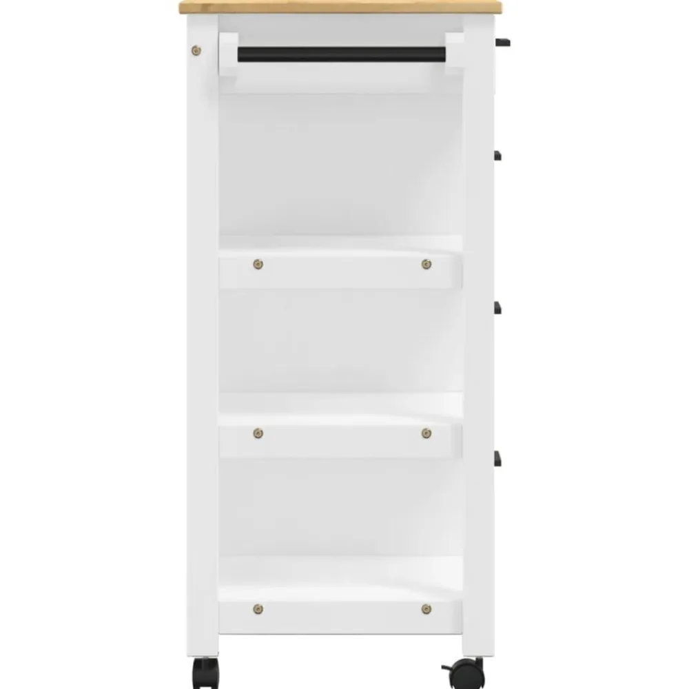 vidaXL Carrito de cocina MONZA madera maciza de pino 84x40x88,5 cm Blanco Outlet