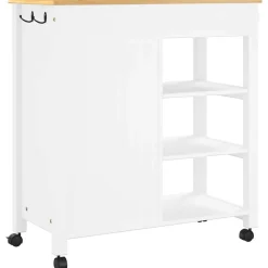 vidaXL Carrito de cocina MONZA madera maciza de pino 84x40x88,5 cm Blanco Outlet