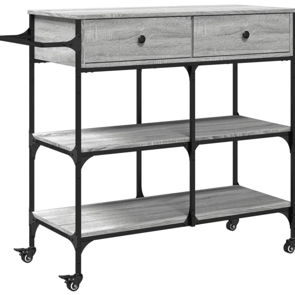 vidaXL Carrito de cocina madera ingeniería 105x42x95 cm Gris sonoma Clearance