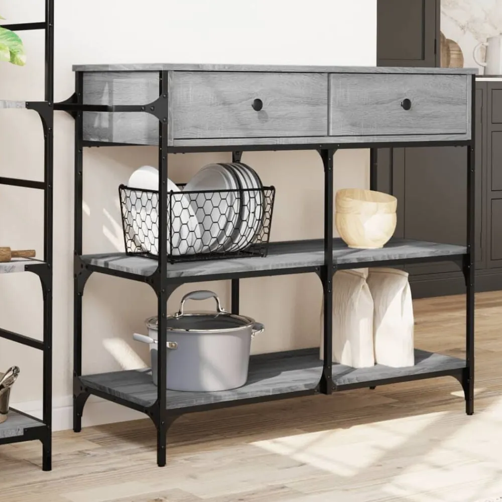 vidaXL Carrito de cocina madera ingeniería 105x42x95 cm Gris sonoma Clearance