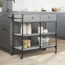 vidaXL Carrito de cocina madera ingeniería 105x42x95 cm Gris sonoma Clearance