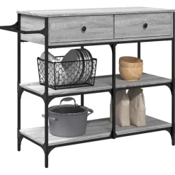 vidaXL Carrito de cocina madera ingeniería 105x42x95 cm Gris sonoma Clearance