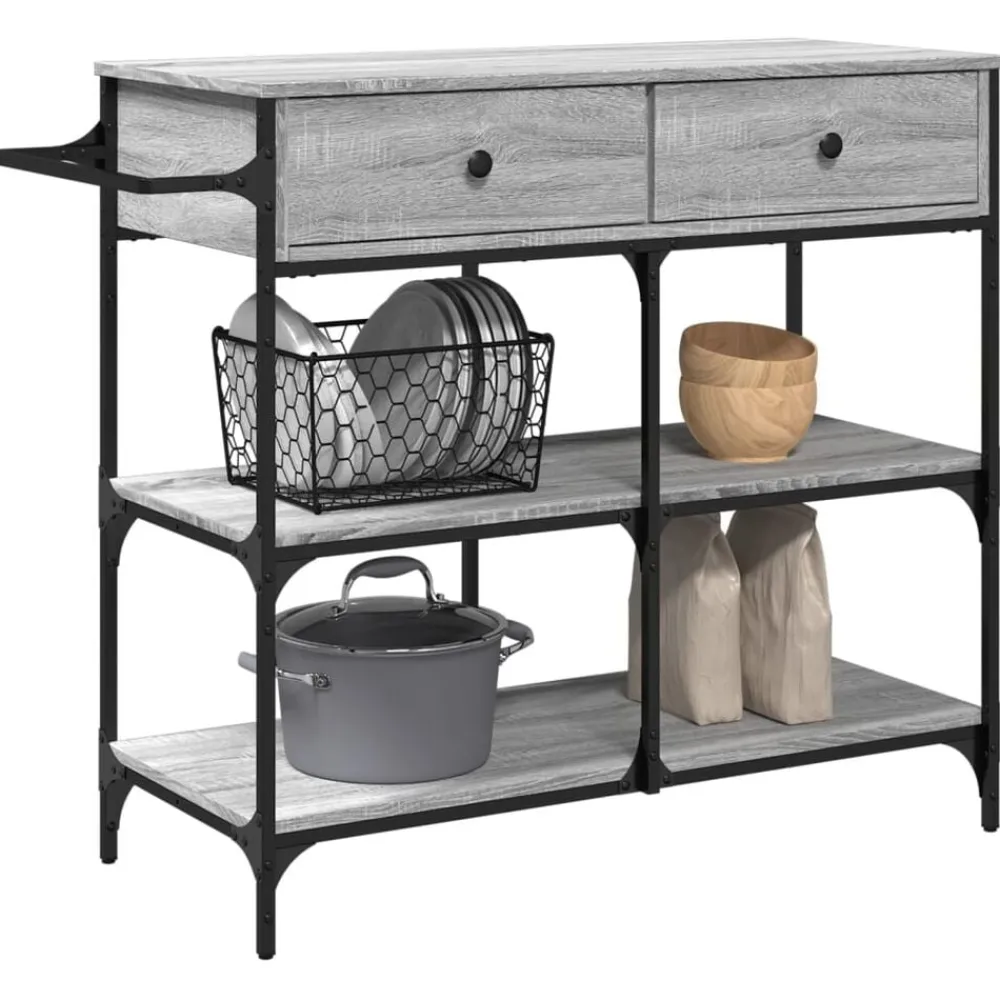 vidaXL Carrito de cocina madera ingeniería 105x42x95 cm Gris sonoma Clearance