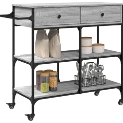 vidaXL Carrito de cocina madera ingeniería 105x42x95 cm Gris sonoma Clearance