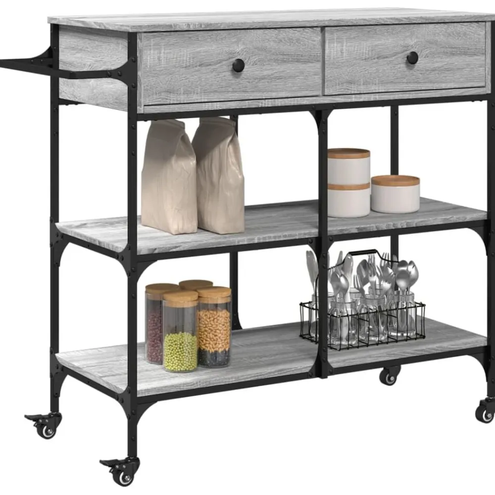 vidaXL Carrito de cocina madera ingeniería 105x42x95 cm Gris sonoma Clearance
