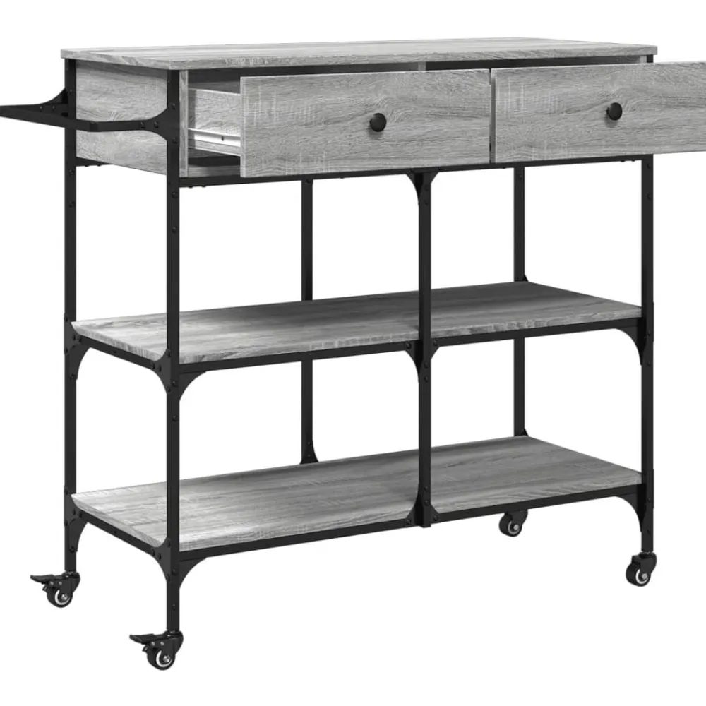 vidaXL Carrito de cocina madera ingeniería 105x42x95 cm Gris sonoma Clearance