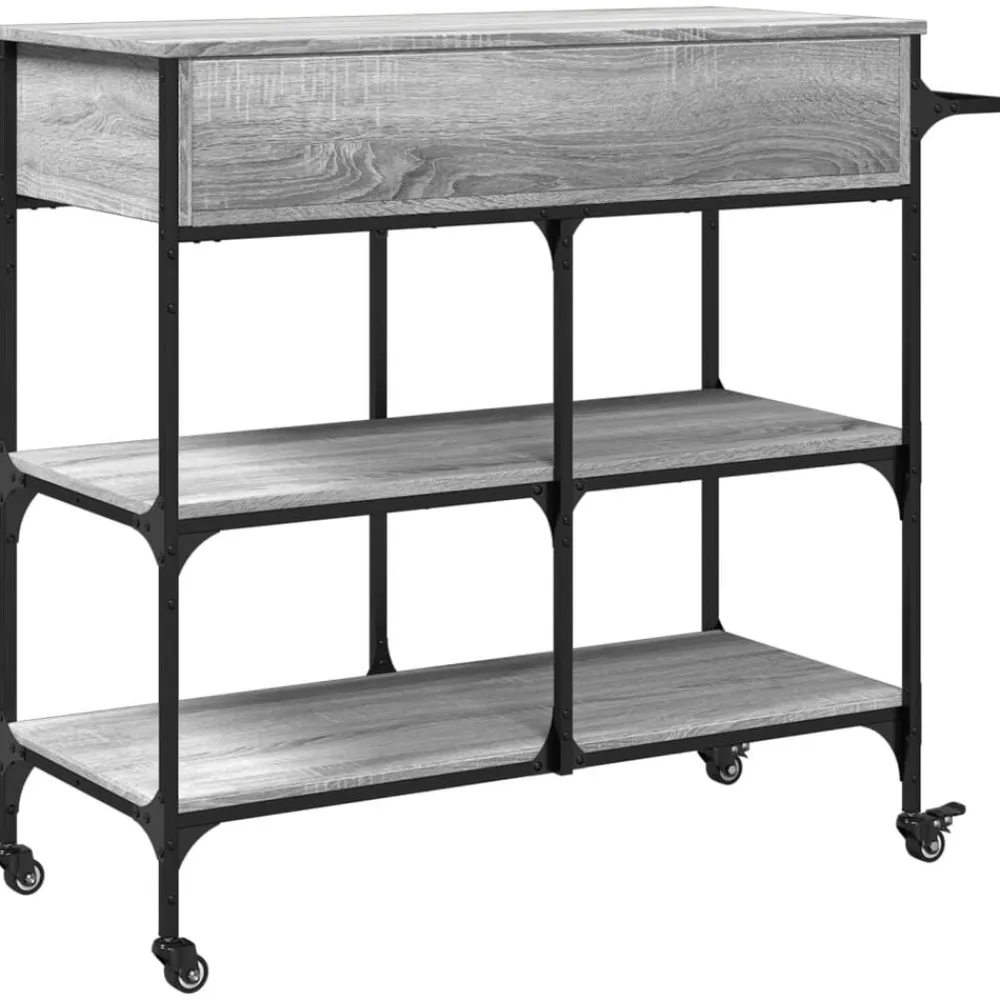 vidaXL Carrito de cocina madera ingeniería 105x42x95 cm Gris sonoma Clearance