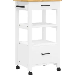 vidaXL Carrito de cocina MONZA madera maciza de pino 48x40x88,5 cm Blanco Best