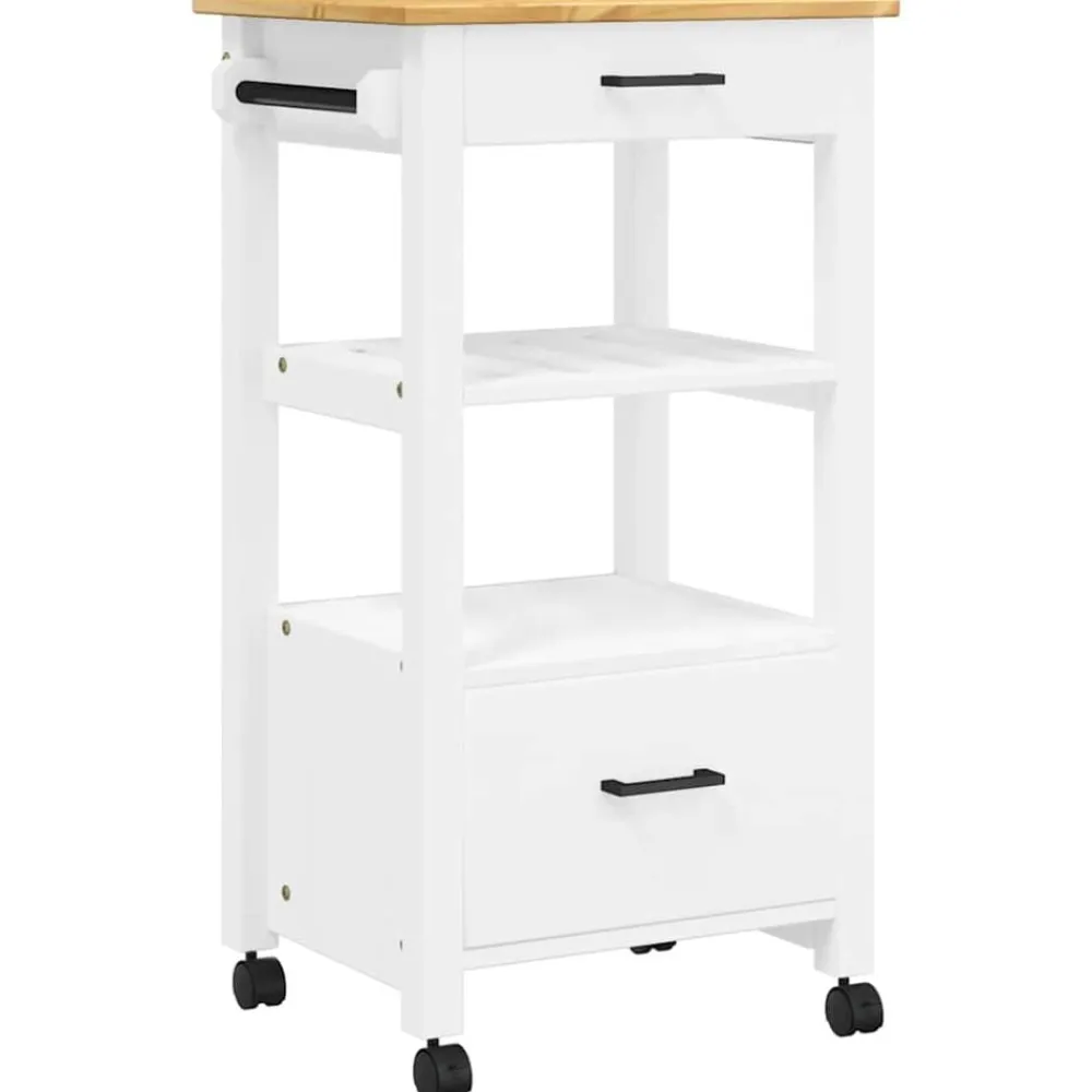 vidaXL Carrito de cocina MONZA madera maciza de pino 48x40x88,5 cm Blanco Best