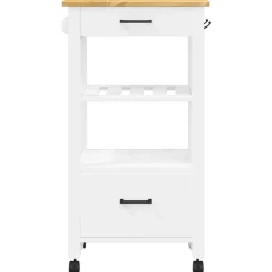 vidaXL Carrito de cocina MONZA madera maciza de pino 48x40x88,5 cm Blanco Best