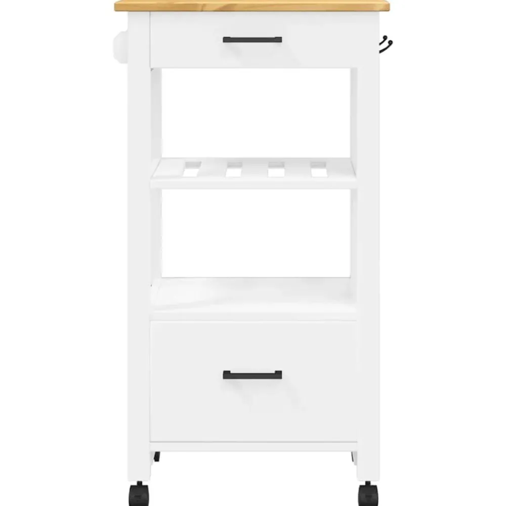 vidaXL Carrito de cocina MONZA madera maciza de pino 48x40x88,5 cm Blanco Best