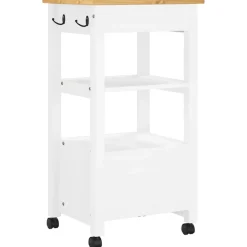 vidaXL Carrito de cocina MONZA madera maciza de pino 48x40x88,5 cm Blanco Best
