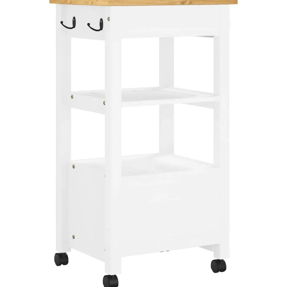 vidaXL Carrito de cocina MONZA madera maciza de pino 48x40x88,5 cm Blanco Best