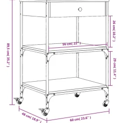 vidaXL Carros E Islas-Carrito de cocina madera ingeniería 60x48x89,5 cm