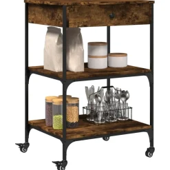 vidaXL Carros E Islas-Carrito de cocina madera ingeniería 60x48x89,5 cm