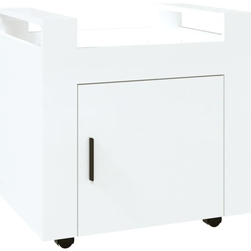 vidaXL Carros E Islas-Carrito de escritorio contrachapada blanco brillo 60x45x60 cm