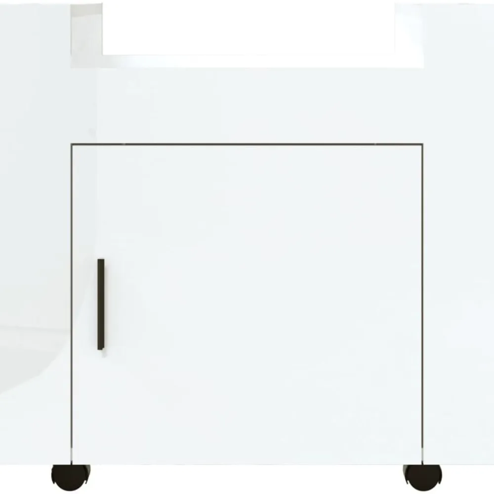 vidaXL Carros E Islas-Carrito de escritorio contrachapada blanco brillo 60x45x60 cm