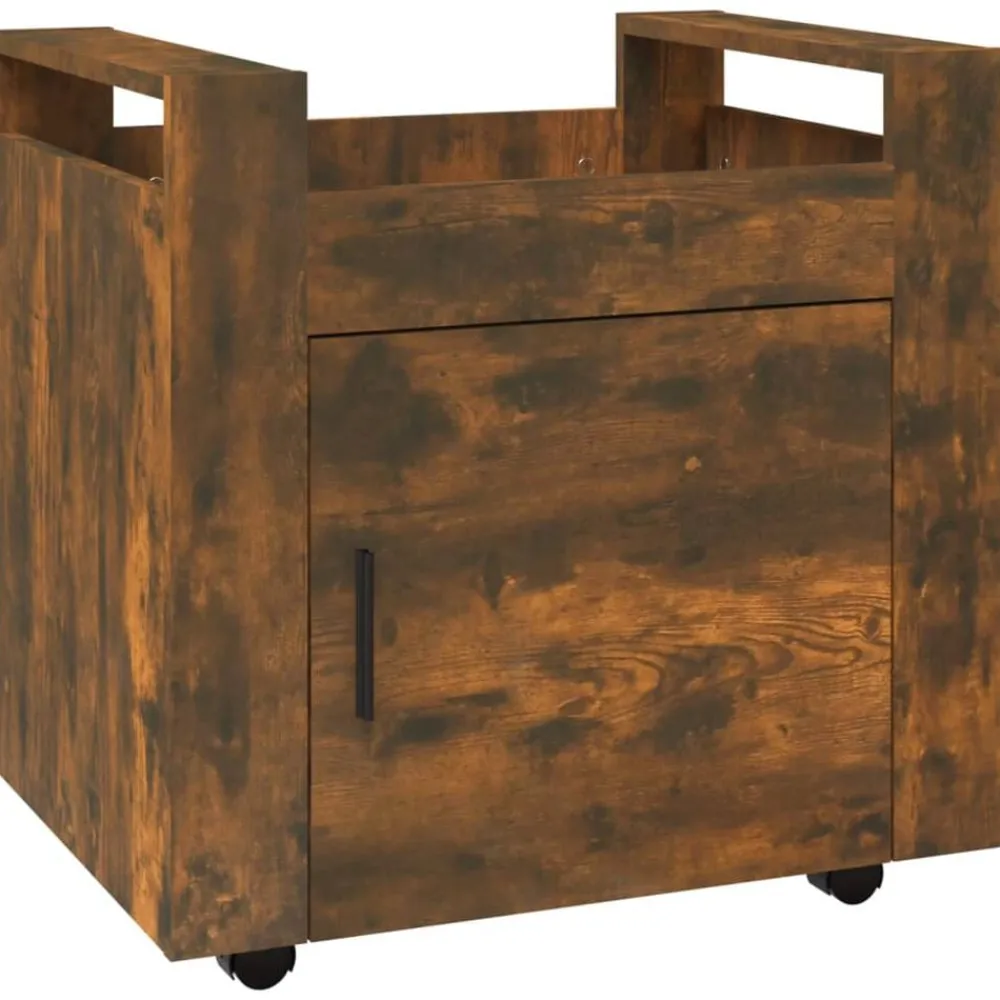 vidaXL Carrito de escritorio contrachapada 60x45x60 cm Roble ahumado Sale