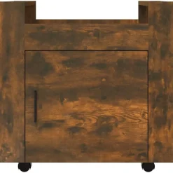vidaXL Carrito de escritorio contrachapada 60x45x60 cm Roble ahumado Sale