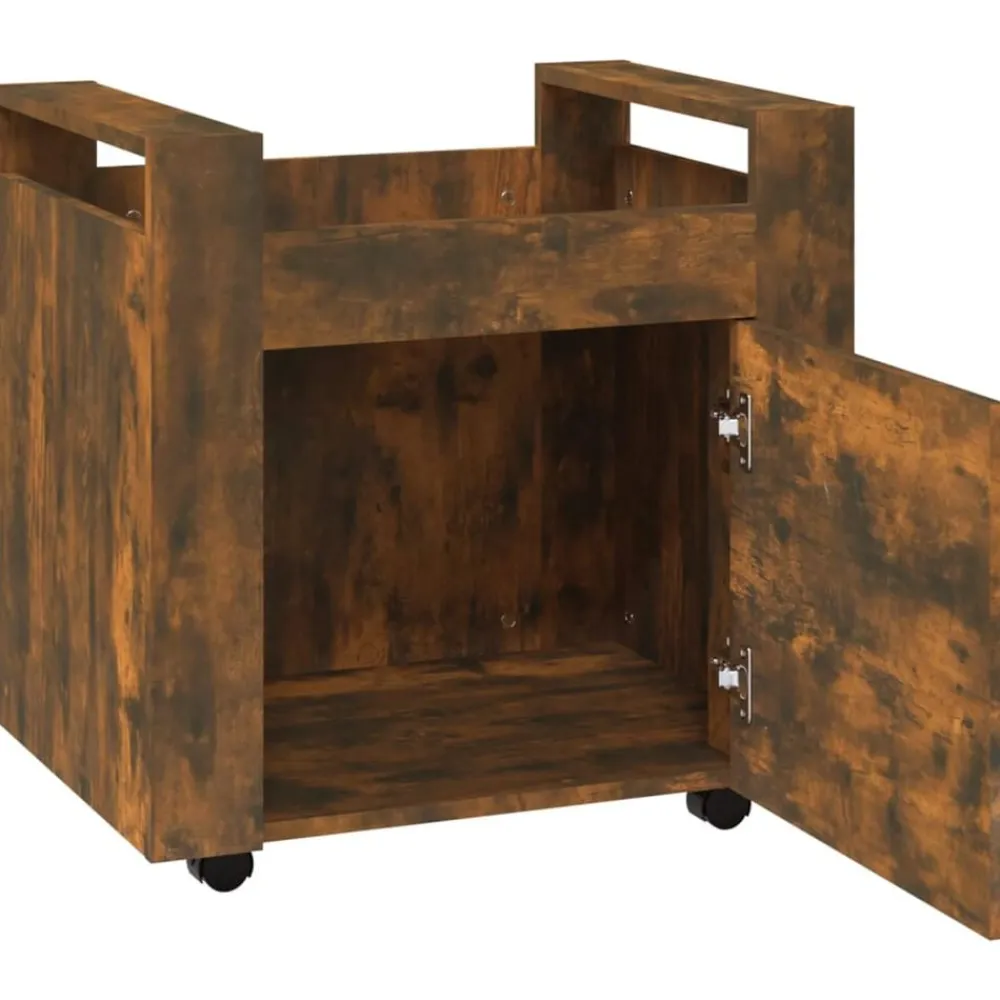 vidaXL Carrito de escritorio contrachapada 60x45x60 cm Roble ahumado Sale
