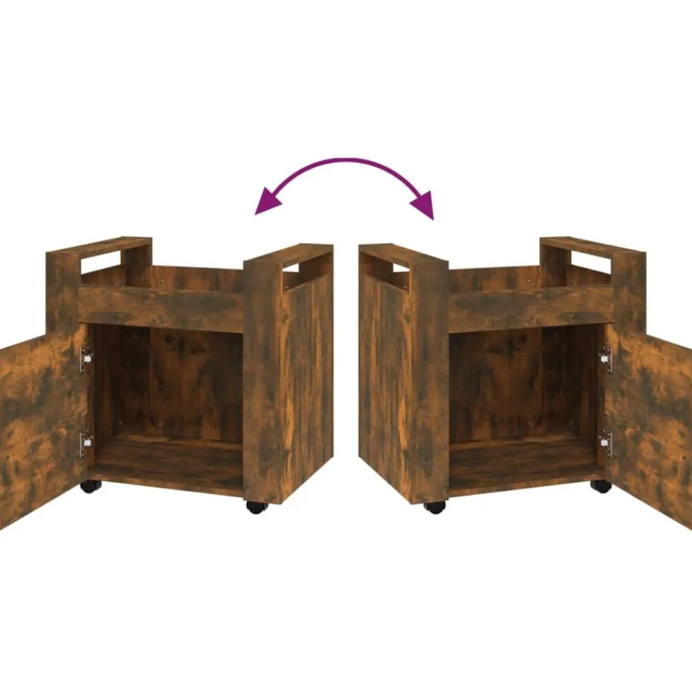vidaXL Carrito de escritorio contrachapada 60x45x60 cm Roble ahumado Sale