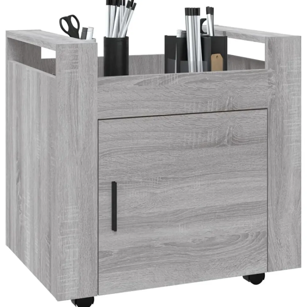 vidaXL Carros E Islas-Carrito de escritorio contrachapada 60x45x60 cm