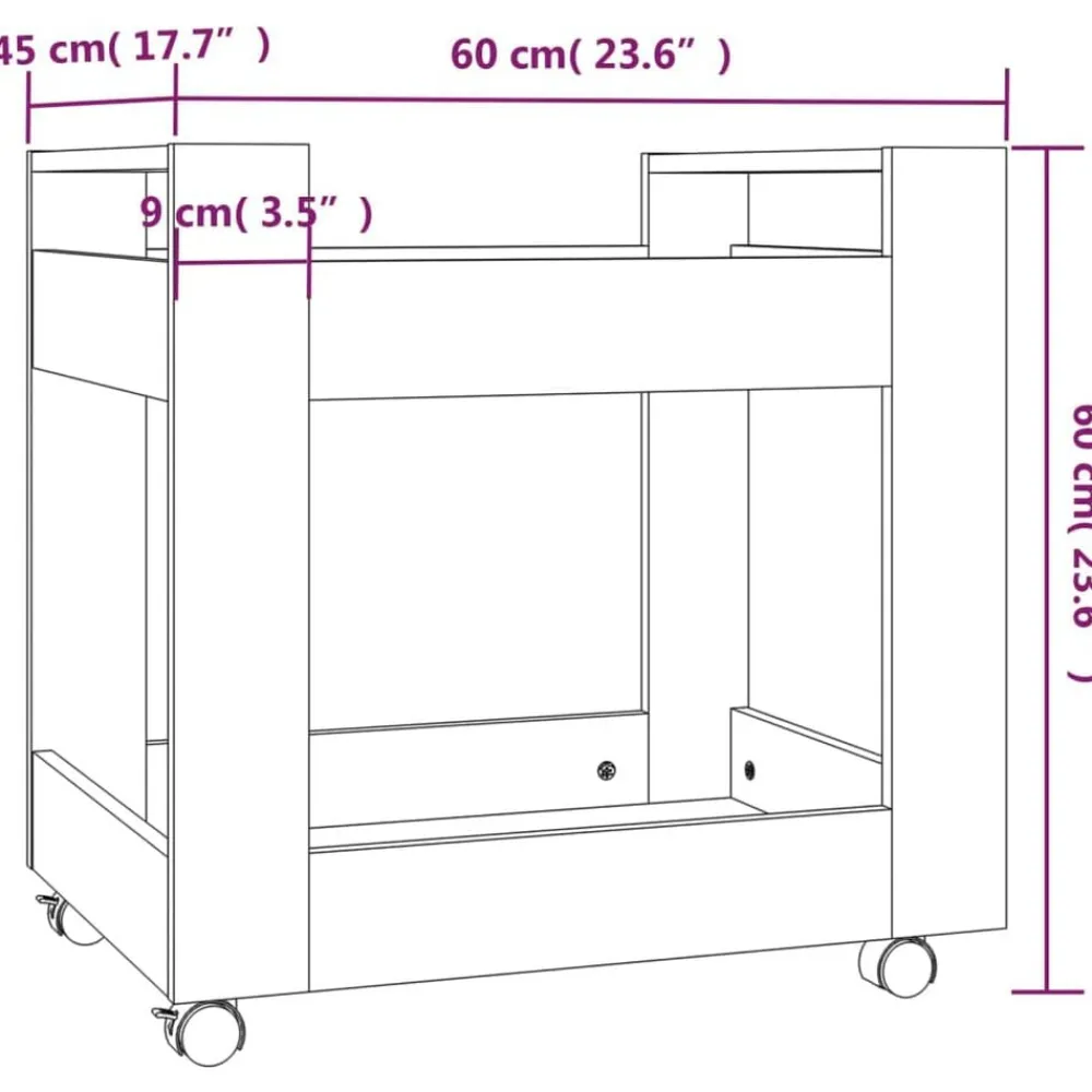 vidaXL Carrito de escritorio contrachapada 60x45x60 cm Roble ahumado Best