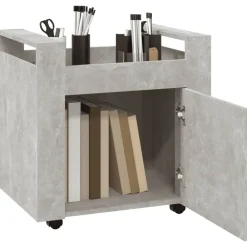 vidaXL Carros E Islas-Carrito de escritorio contrachapada gris hormigón 60x45x60 cm