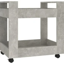 vidaXL Carros E Islas-Carrito de escritorio contrachapada gris hormigón 60x45x60 cm