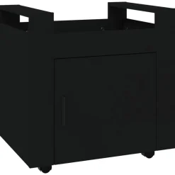 vidaXL Carrito de escritorio madera contrachapada 60x45x60 cm Negro Clearance