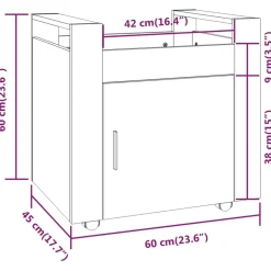 vidaXL Carrito de escritorio madera contrachapada 60x45x60 cm Negro Clearance