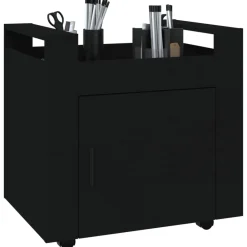 vidaXL Carrito de escritorio madera contrachapada 60x45x60 cm Negro Clearance