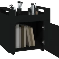 vidaXL Carrito de escritorio madera contrachapada 60x45x60 cm Negro Clearance