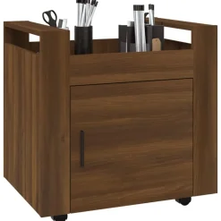 vidaXL Carrito de escritorio contrachapada marrón roble 60x45x60 cm Marrón roble New
