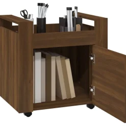 vidaXL Carrito de escritorio contrachapada marrón roble 60x45x60 cm Marrón roble New