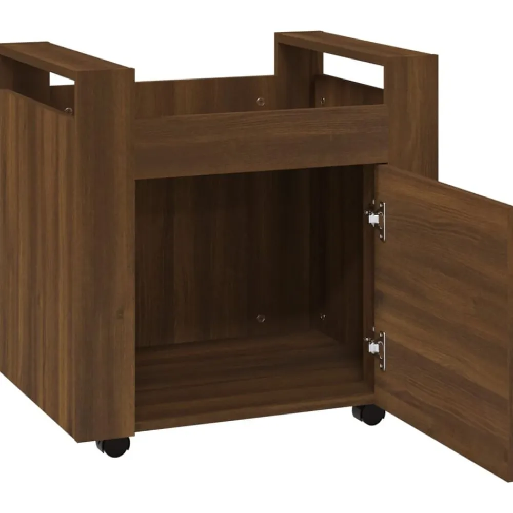 vidaXL Carrito de escritorio contrachapada marrón roble 60x45x60 cm Marrón roble New