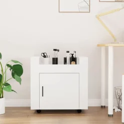 vidaXL Carrito de escritorio madera contrachapada 60x45x60 cm Blanco Discount