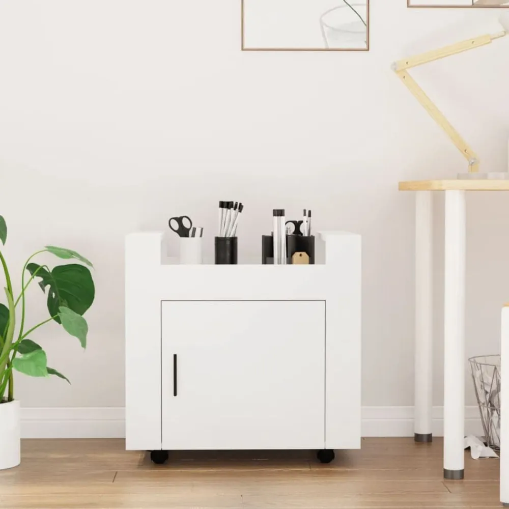 vidaXL Carrito de escritorio madera contrachapada 60x45x60 cm Blanco Discount